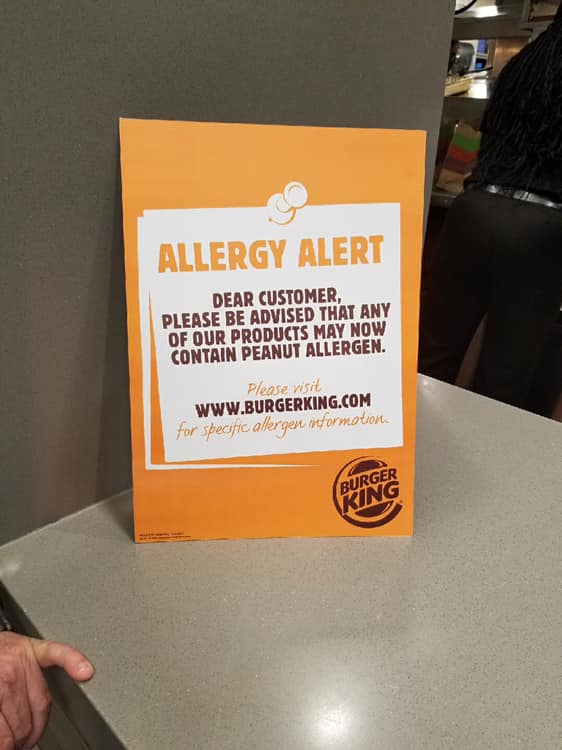 New allergy alert at Burger King